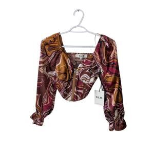 Nwt O.L.M. satin bustier crop top